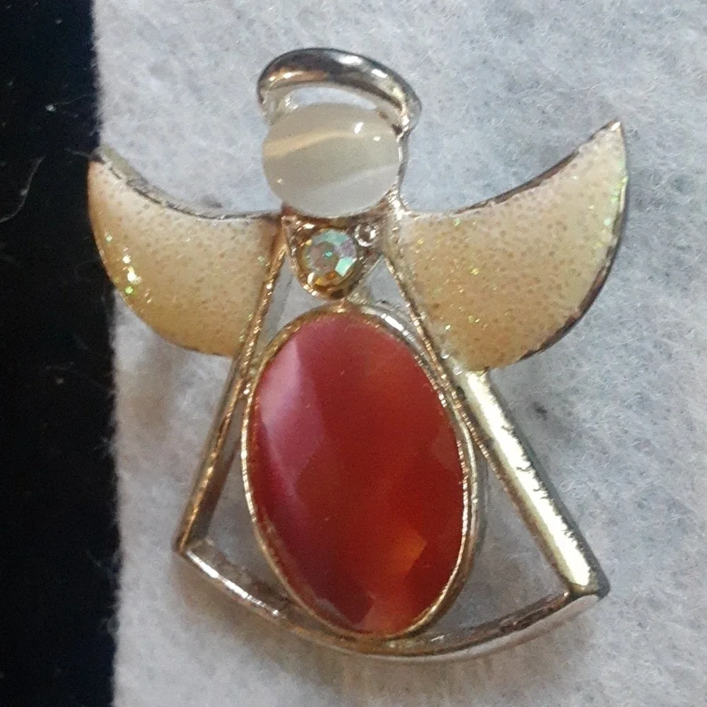 Cute Pink and White Angel Pin.